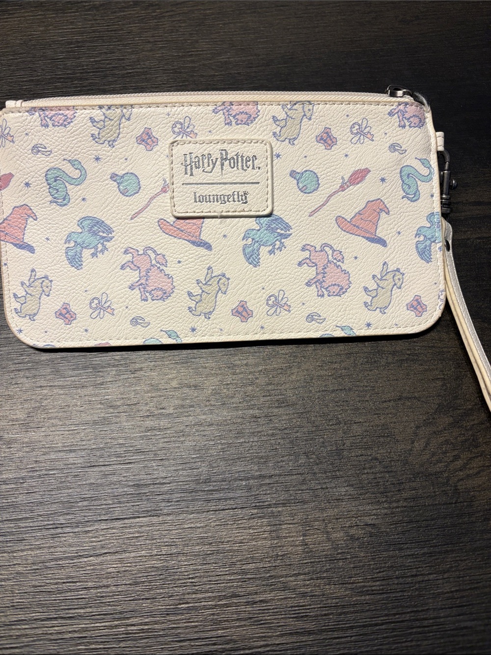 Loungefly Harry Potter Pastel House Icons Wristlet Wallet Cream